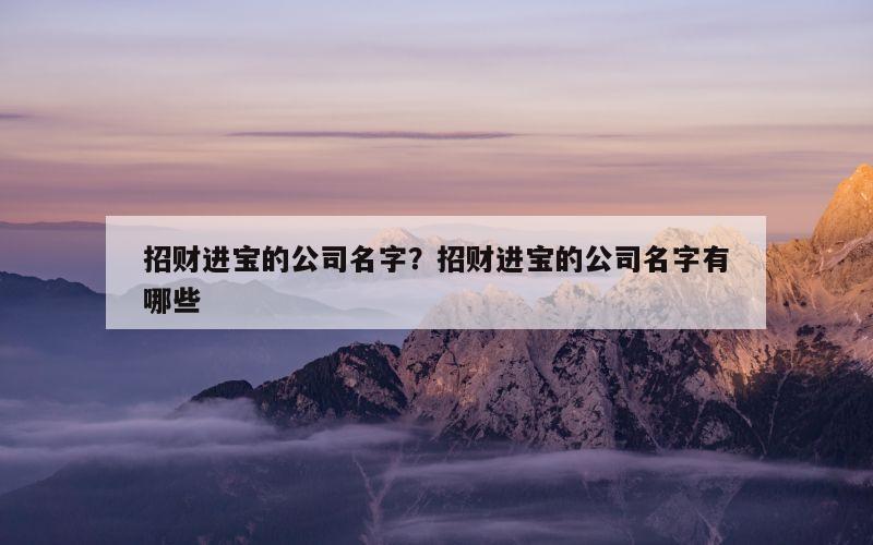 招财进宝的公司名字？招财进宝的公司名字有哪些