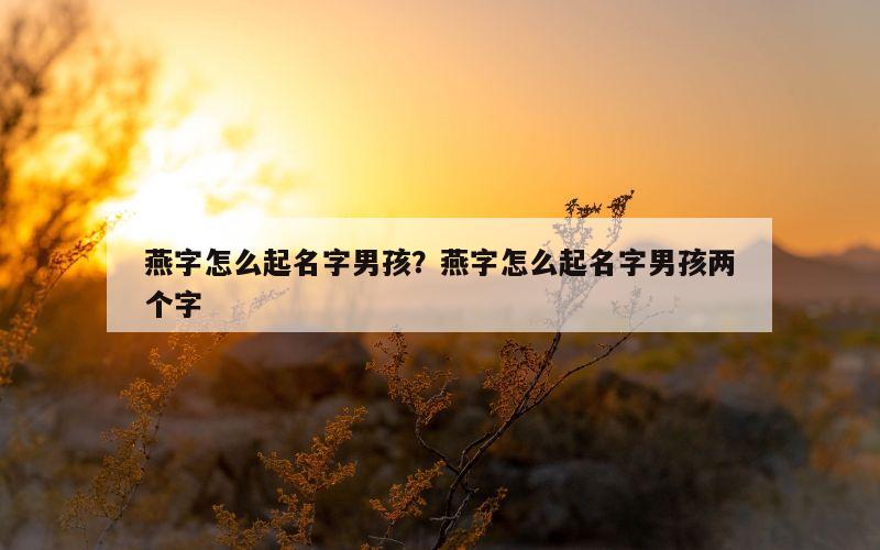 燕字怎么起名字男孩？燕字怎么起名字男孩两个字