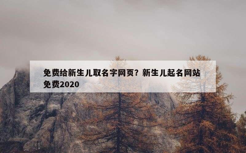 免费给新生儿取名字网页？新生儿起名网站 免费2020