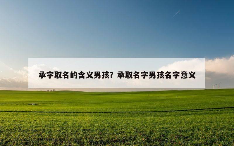 承字取名的含义男孩？承取名字男孩名字意义