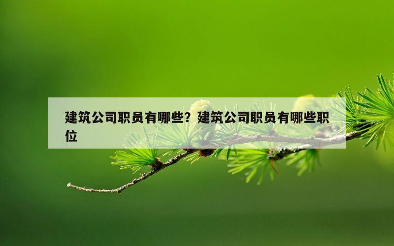 建筑公司职员有哪些？建筑公司职员有哪些职位