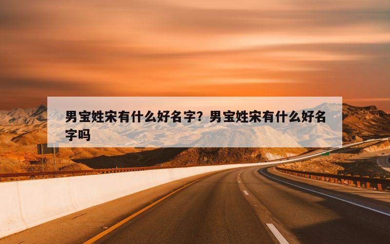 男宝姓宋有什么好名字？男宝姓宋有什么好名字吗