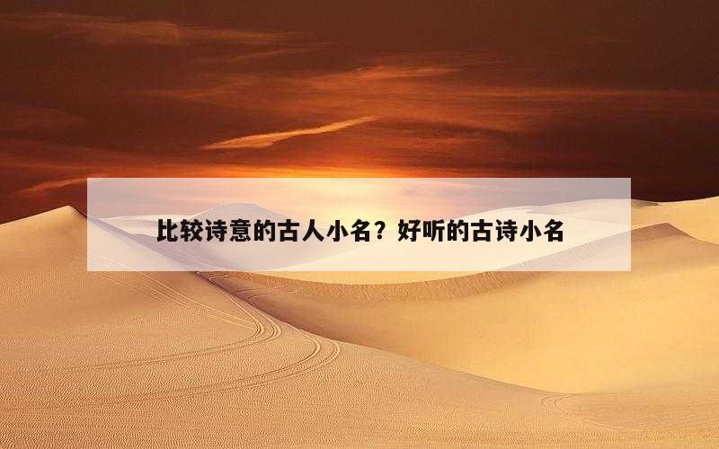 比较诗意的古人小名？好听的古诗小名