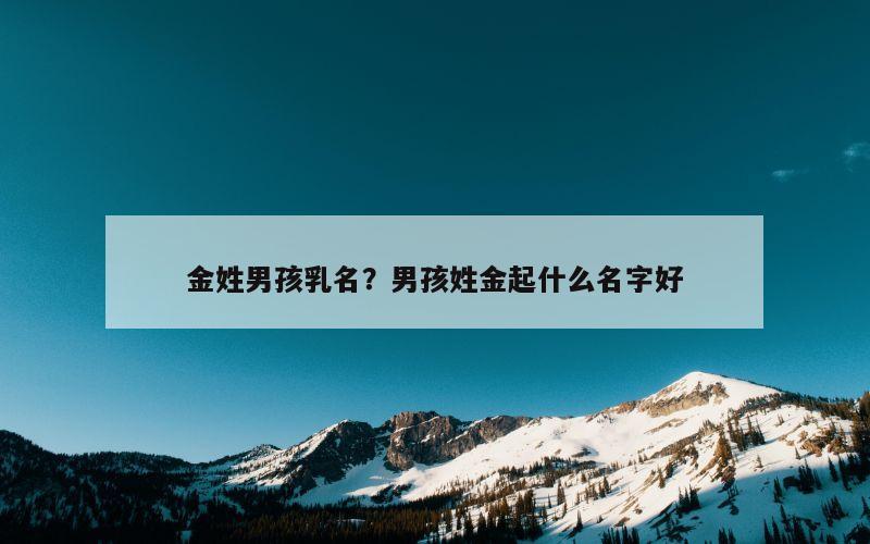 金姓男孩乳名？男孩姓金起什么名字好