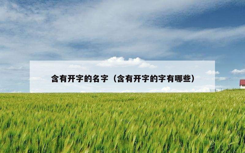 含有开字的名字（含有开字的字有哪些）