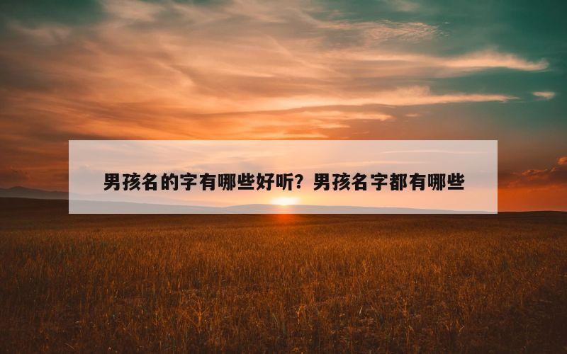 男孩名的字有哪些好听？男孩名字都有哪些