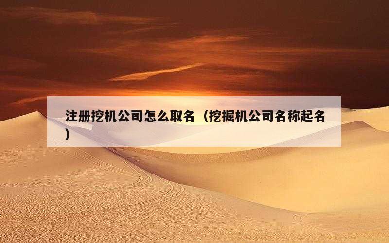 注册挖机公司怎么取名（挖掘机公司名称起名）