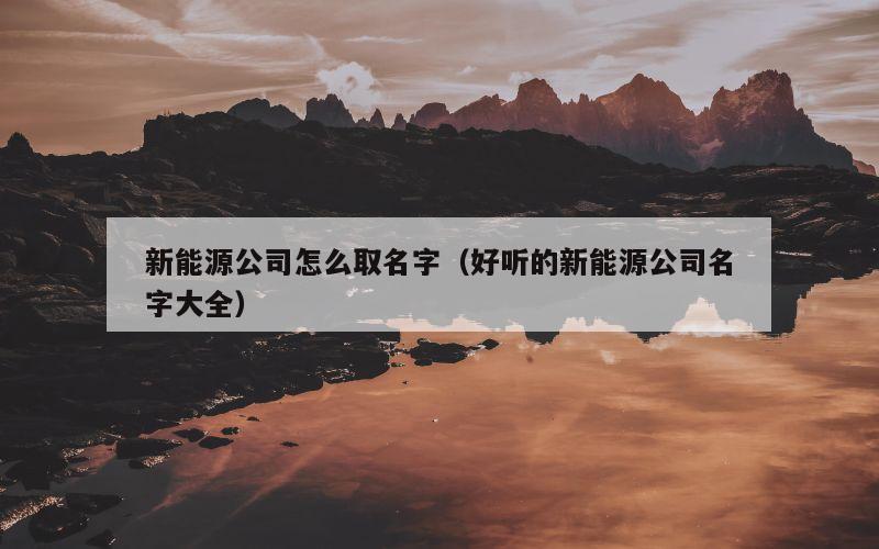新能源公司怎么取名字（好听的新能源公司名字大全）
