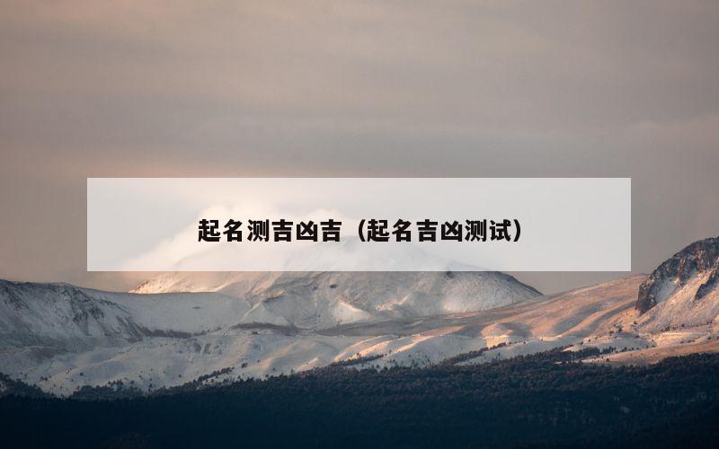 起名测吉凶吉（起名吉凶测试）