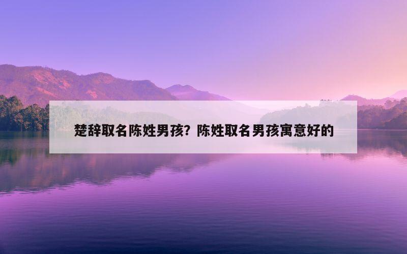 楚辞取名陈姓男孩？陈姓取名男孩寓意好的