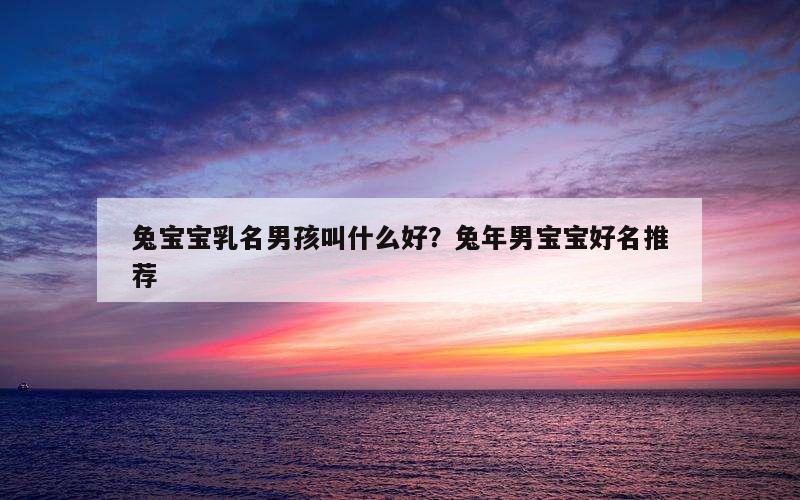 兔宝宝乳名男孩叫什么好？兔年男宝宝好名推荐