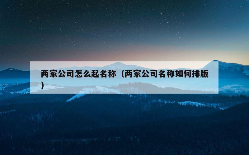 两家公司怎么起名称（两家公司名称如何排版）