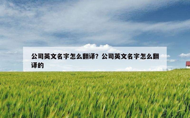 公司英文名字怎么翻译？公司英文名字怎么翻译的