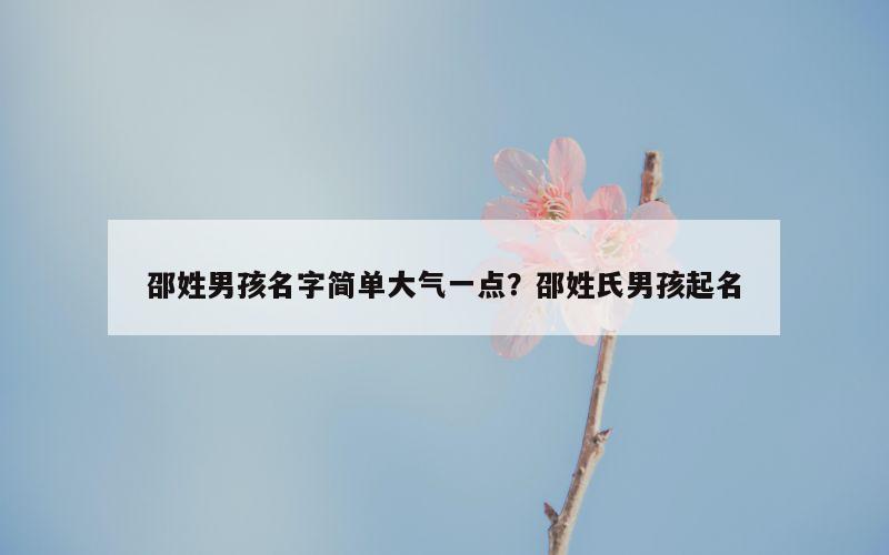 邵姓男孩名字简单大气一点？邵姓氏男孩起名