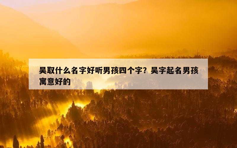 吴取什么名字好听男孩四个字？吴字起名男孩寓意好的