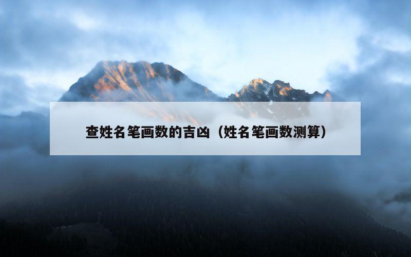 查姓名笔画数的吉凶（姓名笔画数测算）