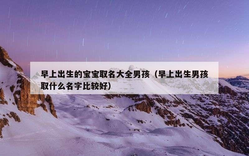 早上出生的宝宝取名大全男孩（早上出生男孩取什么名字比较好）