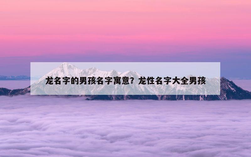 龙名字的男孩名字寓意？龙性名字大全男孩