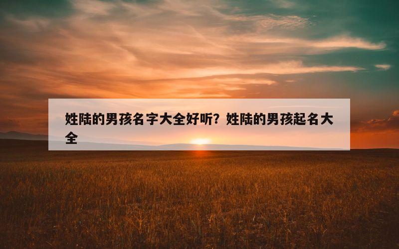 姓陆的男孩名字大全好听？姓陆的男孩起名大全
