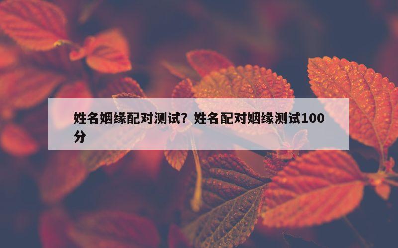 姓名姻缘配对测试？姓名配对姻缘测试100分