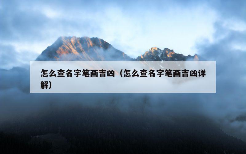 怎么查名字笔画吉凶（怎么查名字笔画吉凶详解）