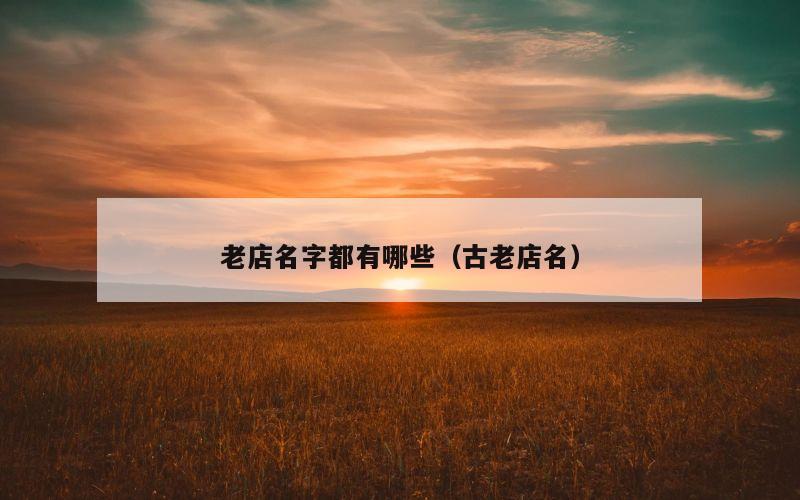 老店名字都有哪些（古老店名）