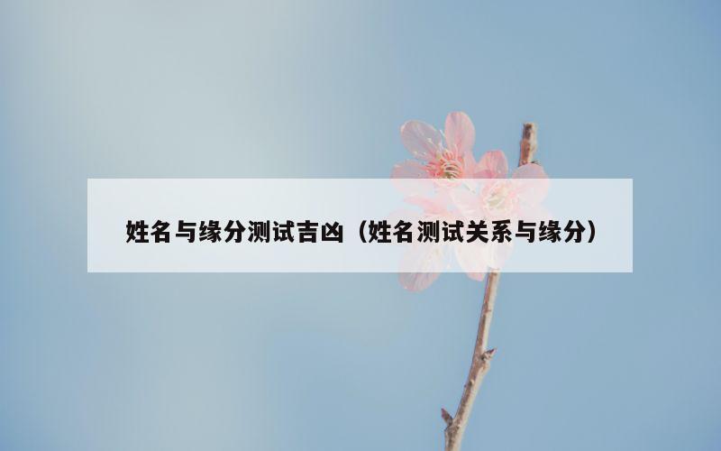 姓名与缘分测试吉凶（姓名测试关系与缘分）