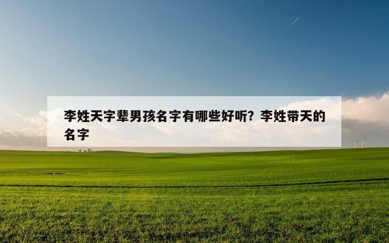李姓天字辈男孩名字有哪些好听？李姓带天的名字