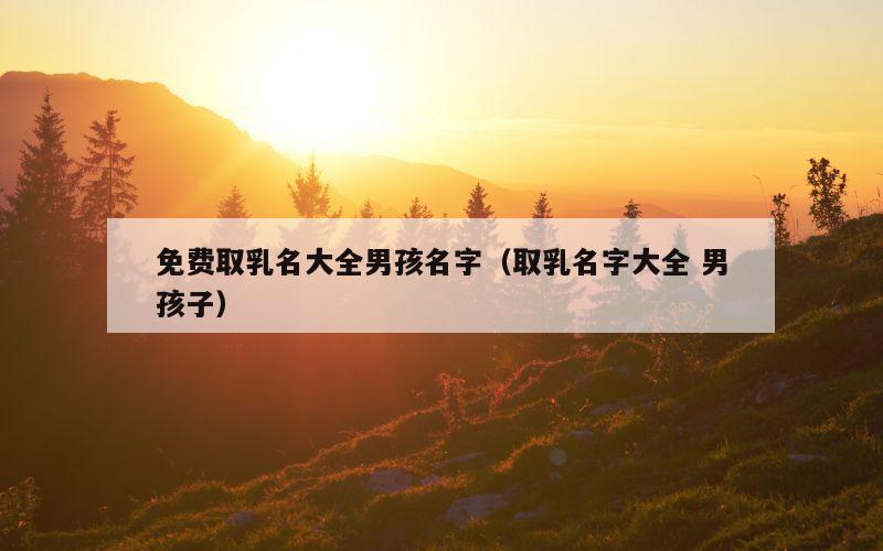 免费取乳名大全男孩名字（取乳名字大全 男孩子）