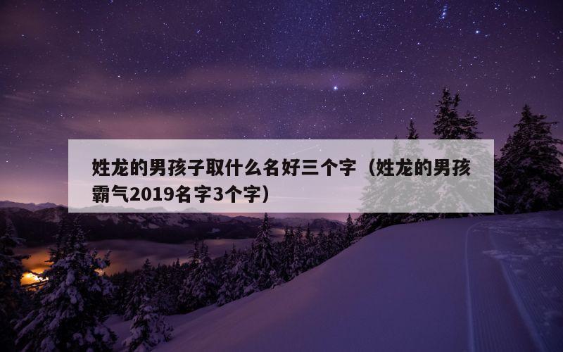 姓龙的男孩子取什么名好三个字（姓龙的男孩霸气2019名字3个字）