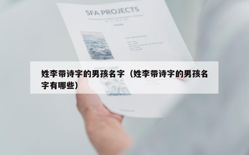 姓李带诗字的男孩名字（姓李带诗字的男孩名字有哪些）