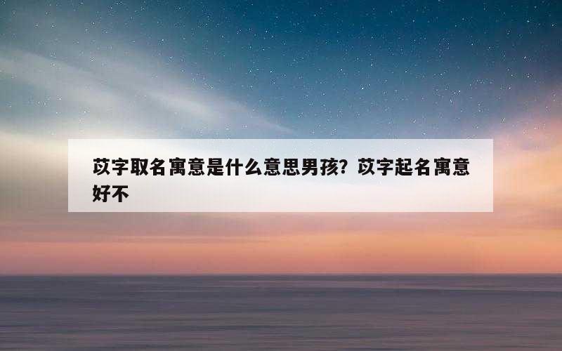 苡字取名寓意是什么意思男孩？苡字起名寓意好不