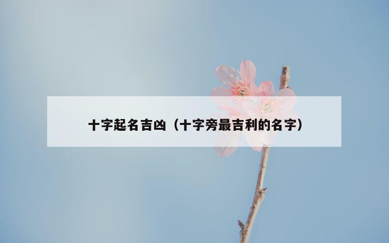 十字起名吉凶（十字旁最吉利的名字）