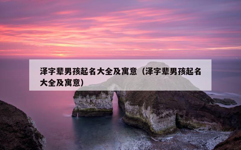 泽字辈男孩起名大全及寓意（泽字辈男孩起名大全及寓意）