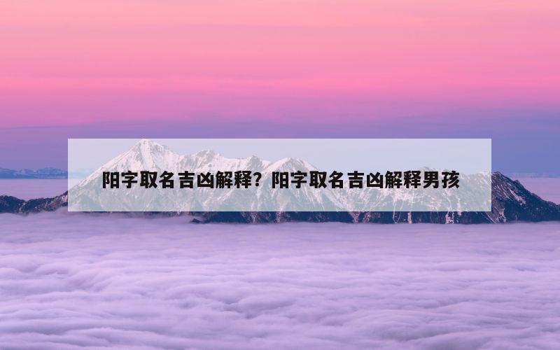 阳字取名吉凶解释？阳字取名吉凶解释男孩