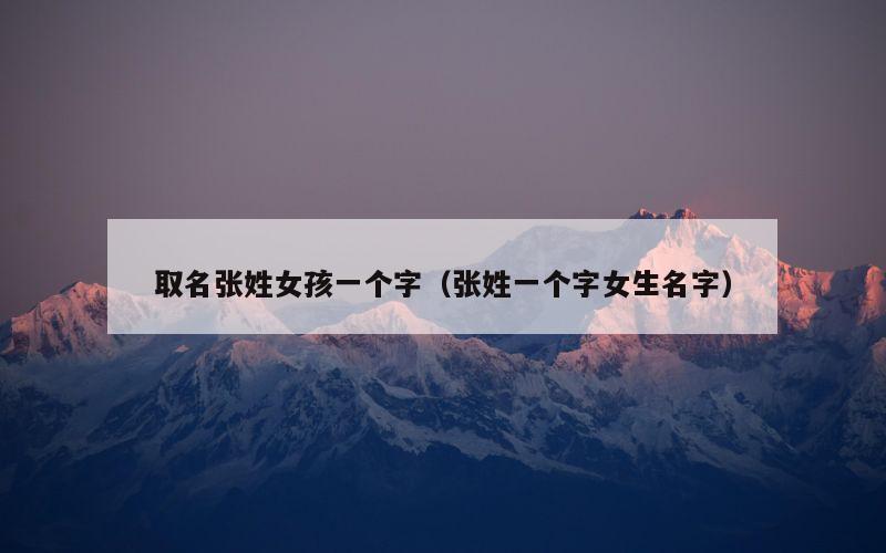 取名张姓女孩一个字（张姓一个字女生名字）