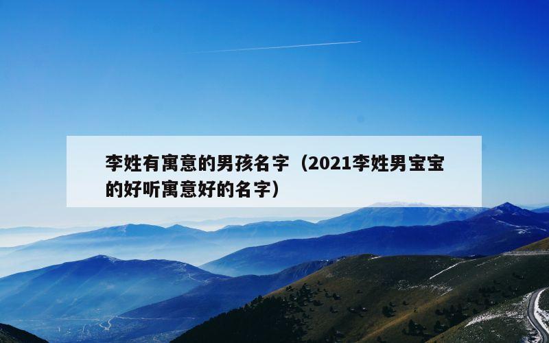 李姓有寓意的男孩名字（2021李姓男宝宝的好听寓意好的名字）