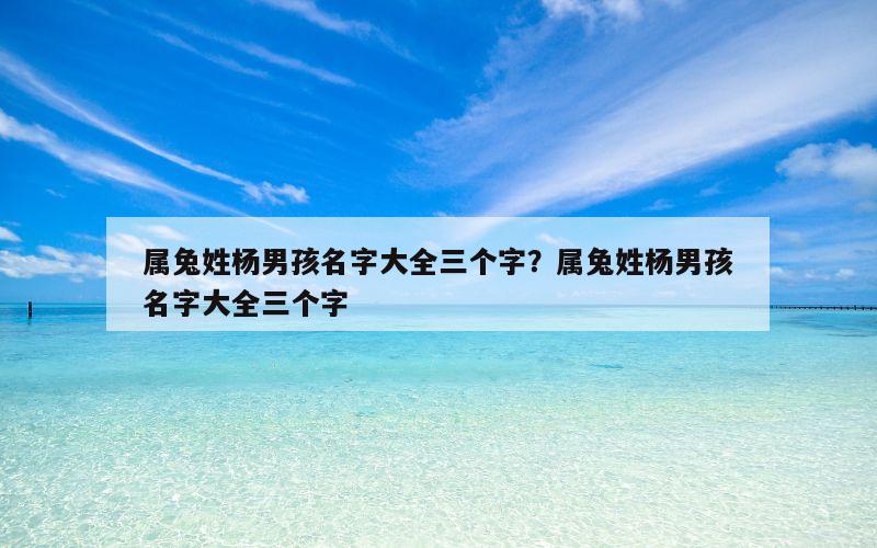 属兔姓杨男孩名字大全三个字？属兔姓杨男孩名字大全三个字