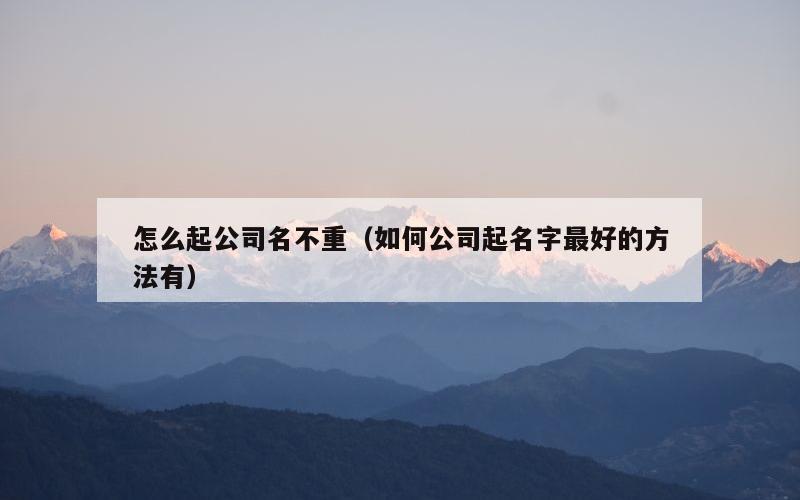 怎么起公司名不重（如何公司起名字最好的方法有）