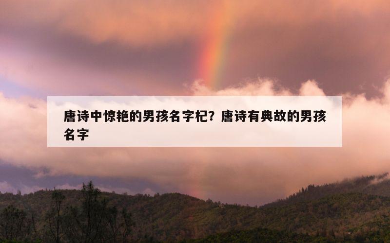 唐诗中惊艳的男孩名字杞？唐诗有典故的男孩名字