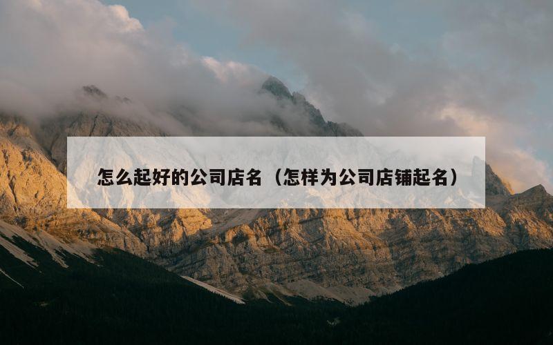怎么起好的公司店名（怎样为公司店铺起名）