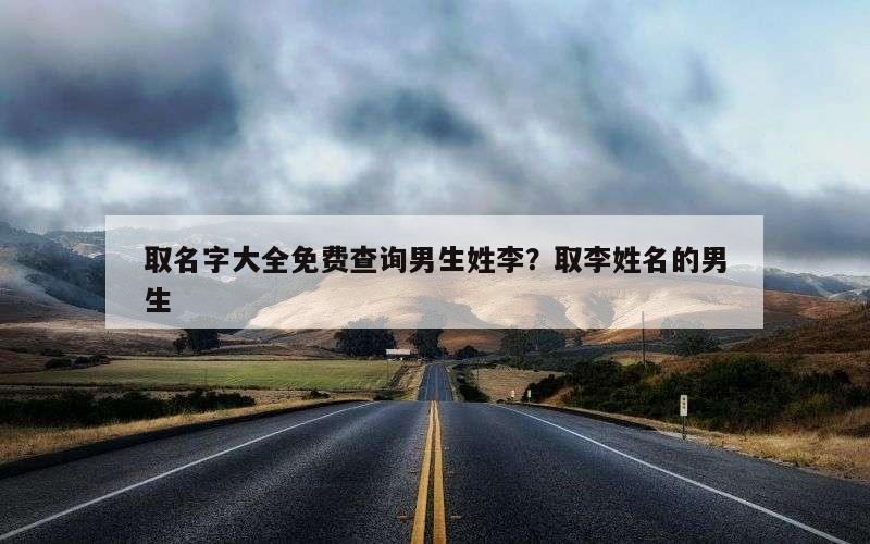 取名字大全免费查询男生姓李？取李姓名的男生