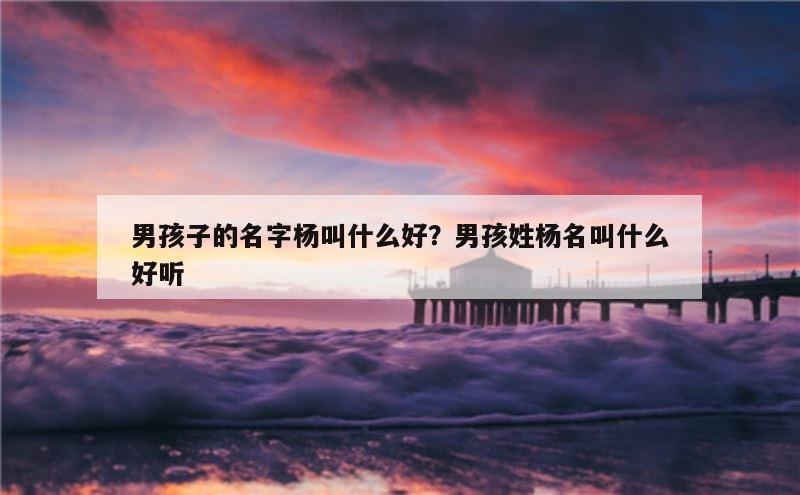 男孩子的名字杨叫什么好？男孩姓杨名叫什么好听