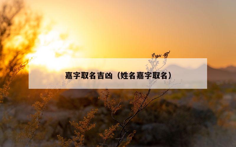 嘉字取名吉凶（姓名嘉字取名）