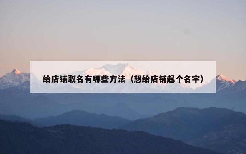 给店铺取名有哪些方法（想给店铺起个名字）
