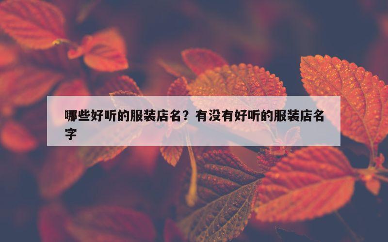 哪些好听的服装店名？有没有好听的服装店名字