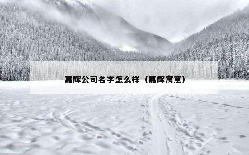 嘉辉公司名字怎么样（嘉辉寓意）