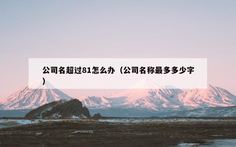 公司名超过81怎么办（公司名称最多多少字）
