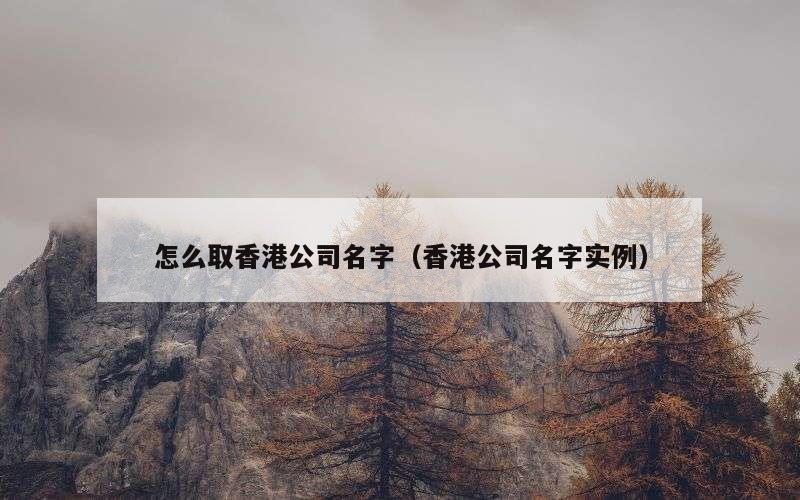 怎么取香港公司名字（香港公司名字实例）