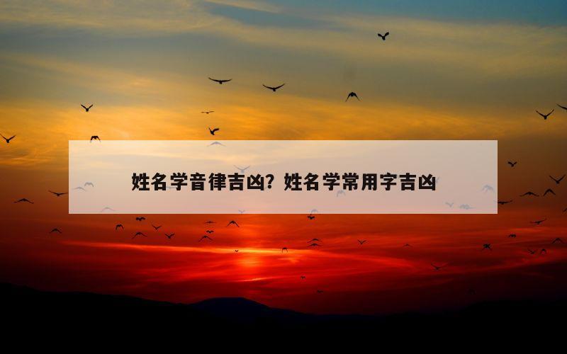 姓名学音律吉凶？姓名学常用字吉凶